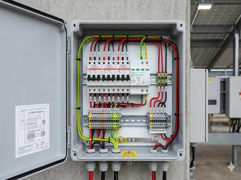 Sigurante si protectii la supratensiune SPD intr-un tablou fotovoltaic profesional